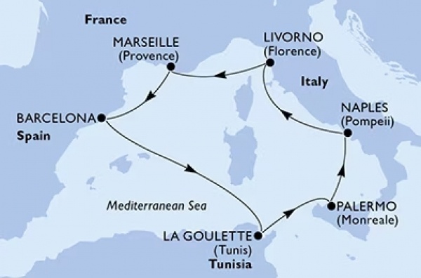 Nyugat-Mediterrán történelem csoportos hajóút, busszal