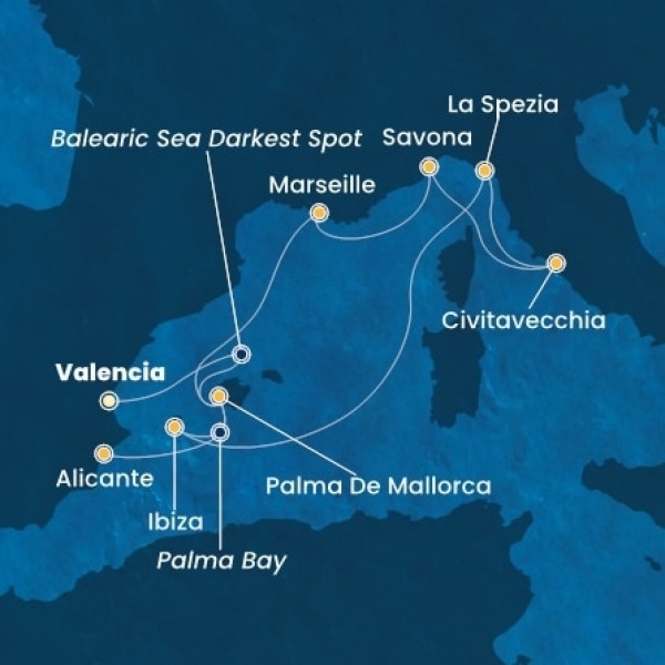 Costa Pacifica - Spanyolország, Baleár-szigetek, Olaszország, Franciaország