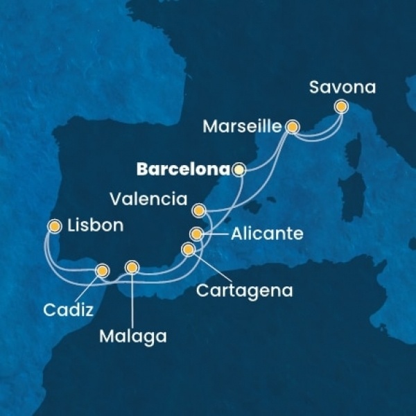 Costa Favolosa - Spanyolország, Franciaország, Olaszország, Portugália