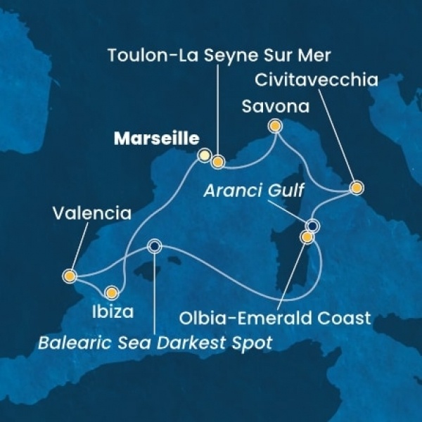 Costa Pacifica - Franciaország, Baleár-szigetek, Spanyolország, Olaszország