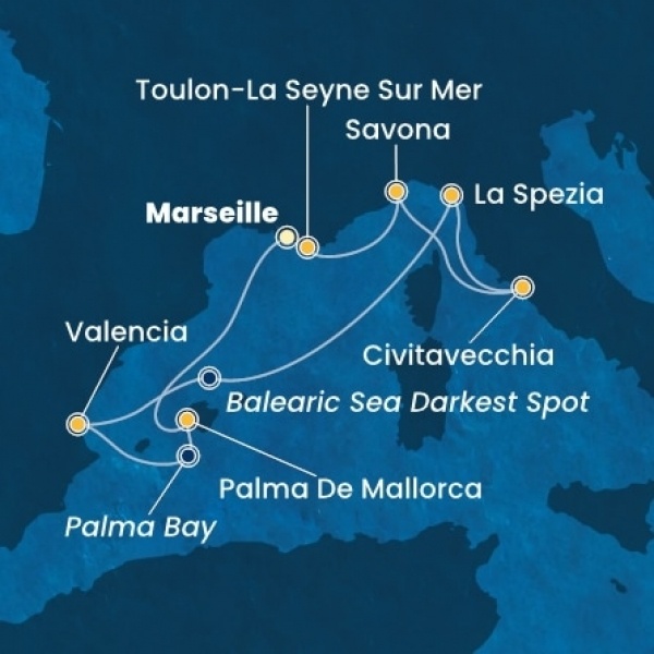 Costa Pacifica - Franciaország, Baleár-szigetek, Spanyolország, Olaszország