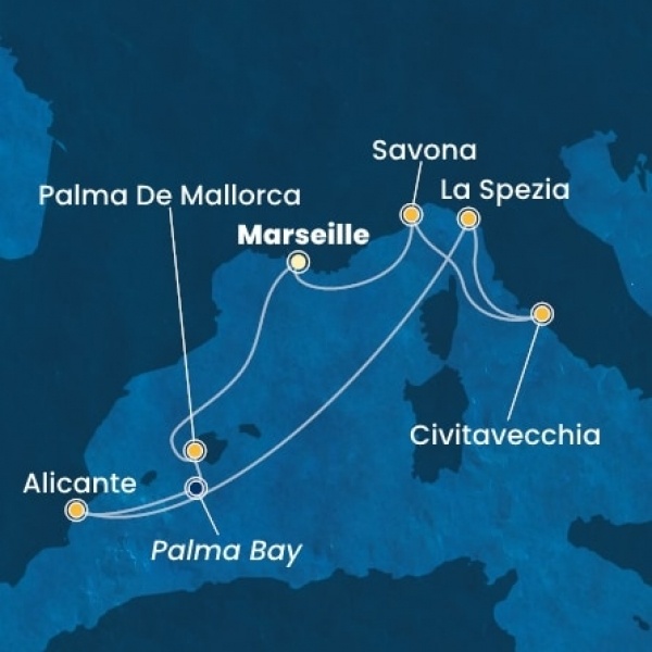 Costa Pacifica - Franciaország, Baleár-szigetek, Spanyolország, Olaszország