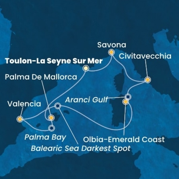 Costa Pacifica - Franciaország, Baleár-szigetek, Spanyolország, Olaszország