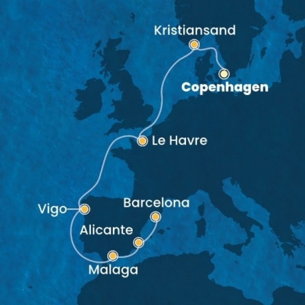 Costa Diadema - Dánia, Norvégia, Franciaország, Spanyolország