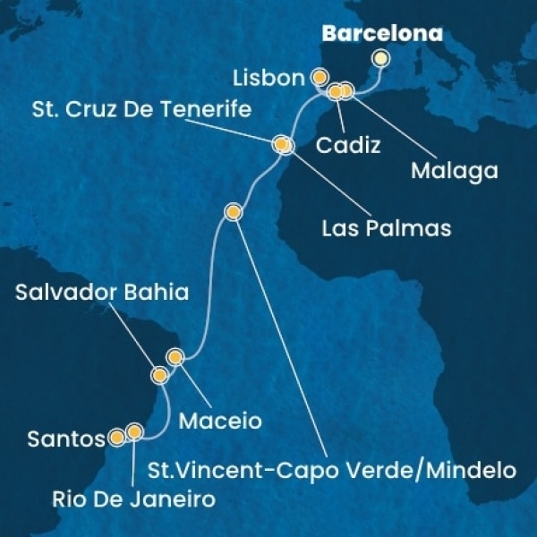 Costa Diadema - Spanyolország, Portugália, Kanári-szigetek, Zöld-Foki Köztársaság, Brazília