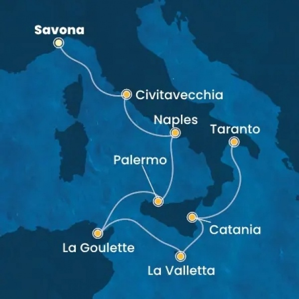 Costa-val az olasz csizma sarkáig csoportos hajóút, repülővel