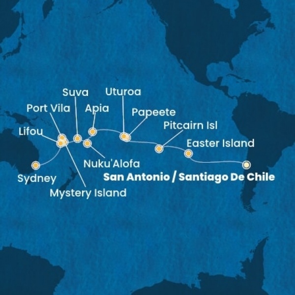 Costa Deliziosa - Chile, Francia Polinézia, Tonga, Fiji, Ausztrália