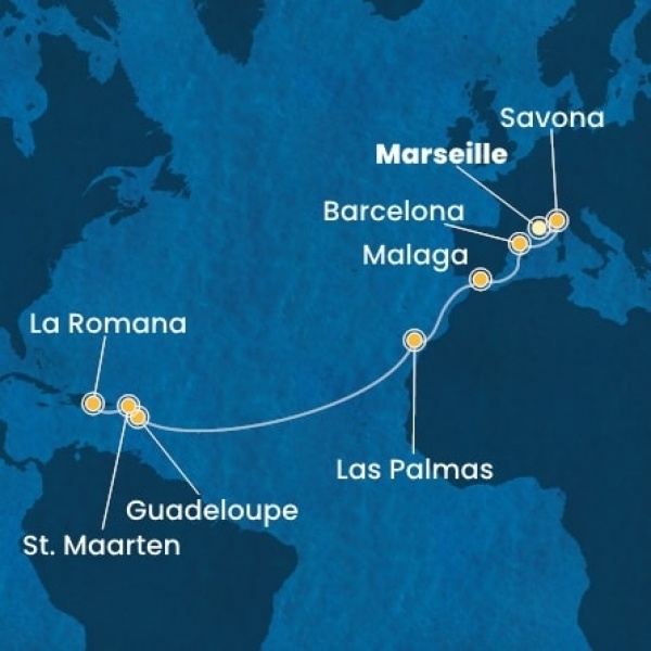 Costa Fascinosa - Franciaország, Olaszország, Spanyolország, Kanári-szigetek, Holland Antillák (ABC-szigetek), Dominikai Köztársaság