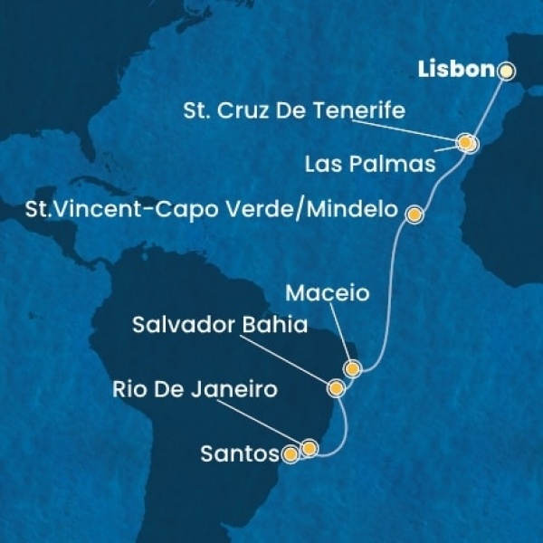 Costa Diadema - Portugália, Kanári-szigetek, Zöld-Foki Köztársaság, Brazília
