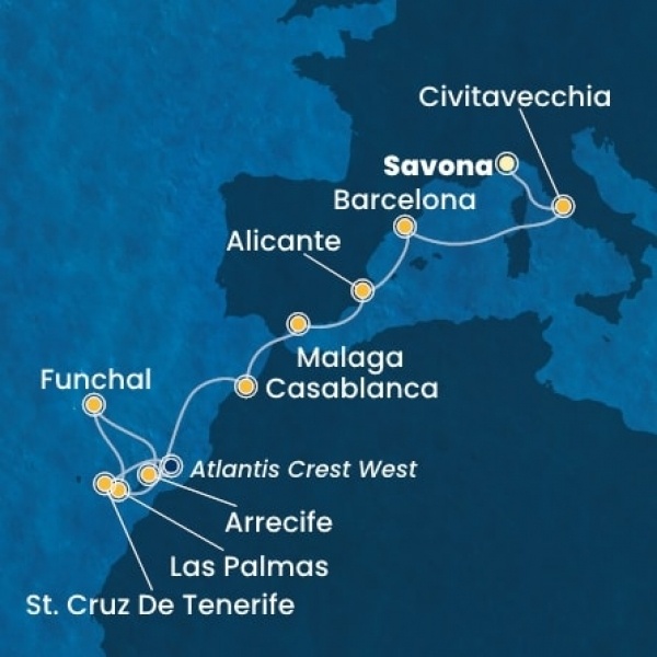 Costa Pacifica - Olaszország, Spanyolország, Marokkó, Kanári-szigetek, Madeira