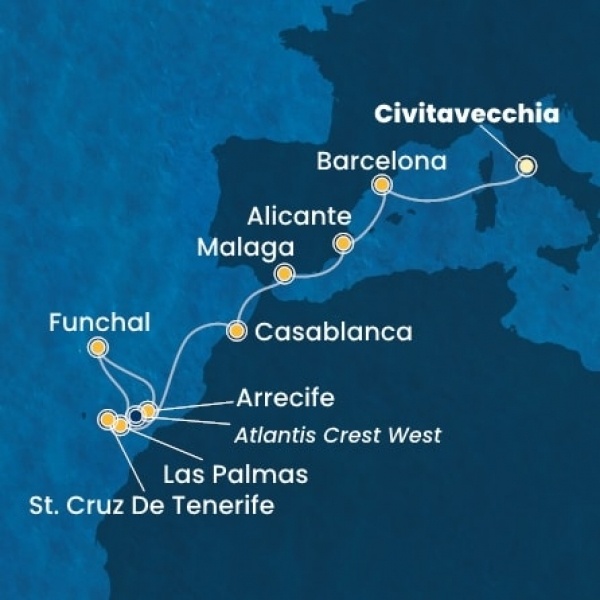 Costa Pacifica - Olaszország, Spanyolország, Marokkó, Kanári-szigetek, Madeira