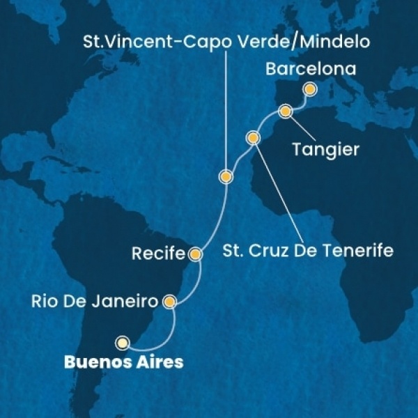 Costa Favolosa - Argentína, Brazília, Zöld-Foki Köztársaság, Kanári-szigetek, Marokkó, Spanyolország