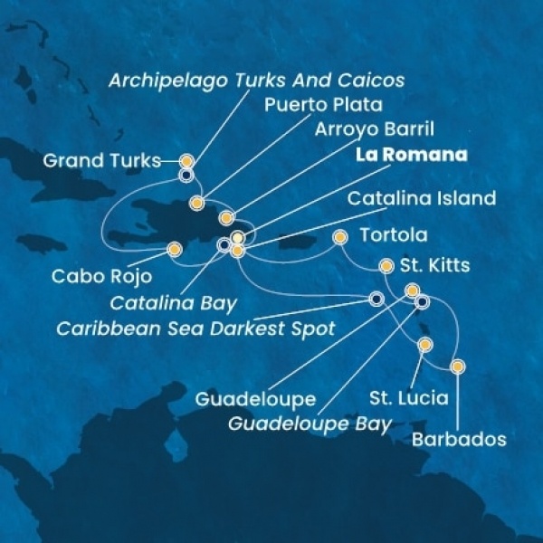 Costa Fascinosa - Dominikai Köztársaság, Turks szigetek, Holland Antillák (ABC-szigetek), Virgin szigetek