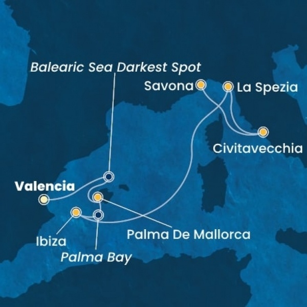 Costa Pacifica - Spanyolország, Baleár-szigetek, Olaszország