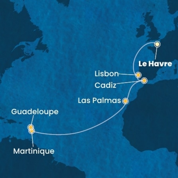 Costa Favolosa - Franciaország, Portugália, Spanyolország, Kanári-szigetek, Holland Antillák (ABC-szigetek)