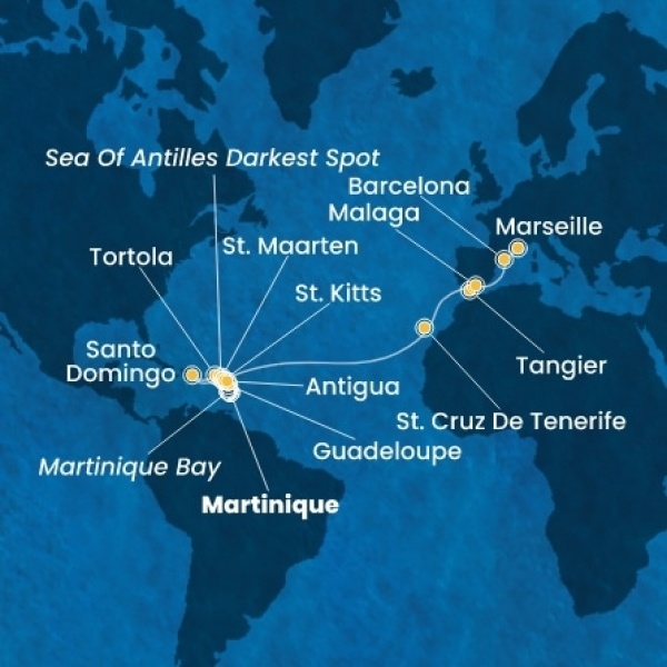 Costa Favolosa - Holland Antillák (ABC-szigetek), Virgin szigetek, Kanári-szigetek, Marokkó, Spanyolország, Franciaország