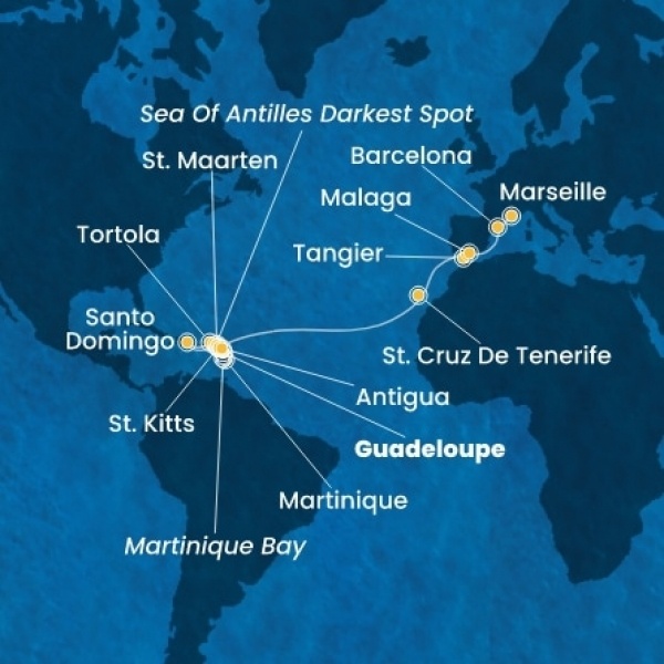 Costa Favolosa - Holland Antillák (ABC-szigetek), Virgin szigetek, Kanári-szigetek, Marokkó, Spanyolország, Franciaország