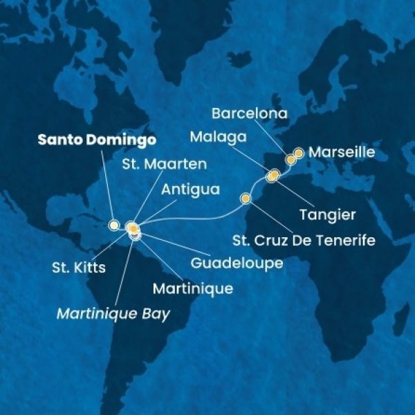Costa Favolosa - Holland Antillák (ABC-szigetek), Kanári-szigetek, Marokkó, Spanyolország, Franciaország