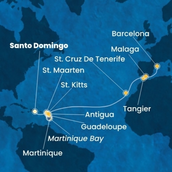 Costa Favolosa - Holland Antillák (ABC-szigetek), Kanári-szigetek, Marokkó, Spanyolország