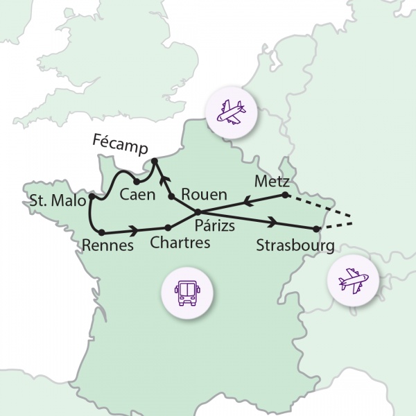 A festői Normandia - Bretagne - repülővel