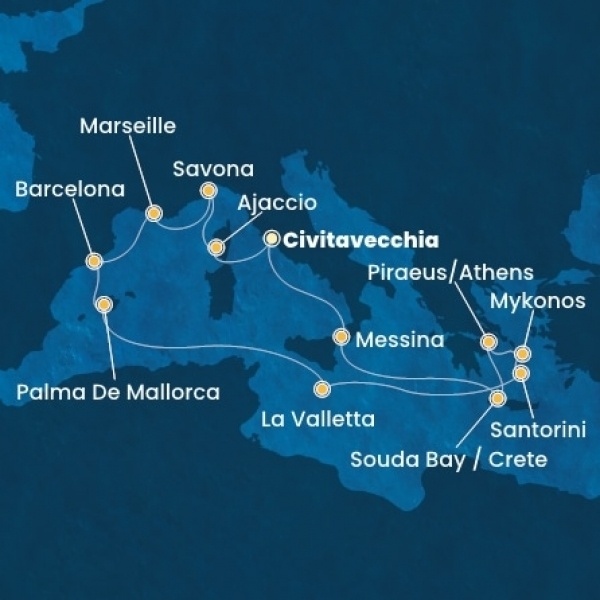 Costa Fascinosa - Olaszország, Corsica (France), Franciaország, Spanyolország, Baleár-szigetek, Málta, Görögország