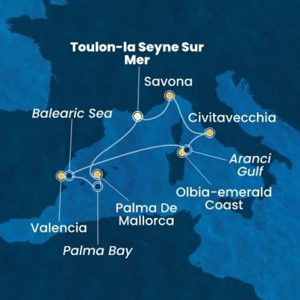 Costa Pacifica - Franciaország, Baleár-szigetek, Spanyolország, Olaszország