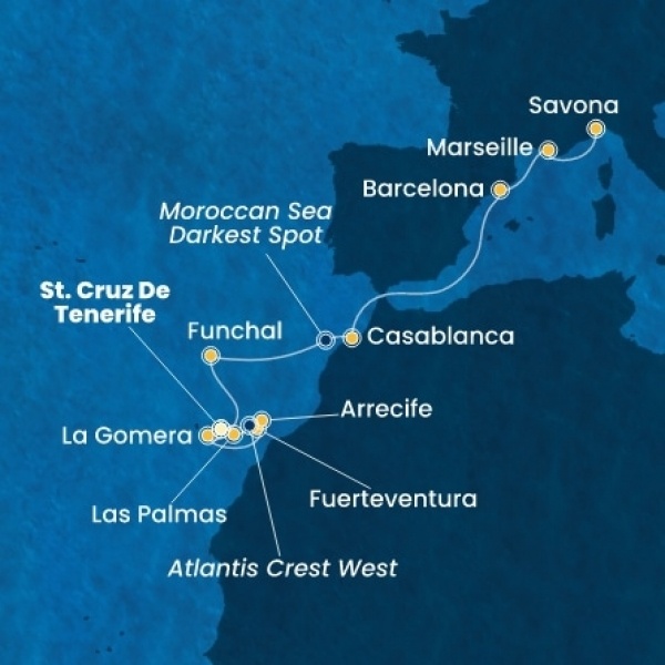 Costa Fortuna - Kanári-szigetek, Spanyolország, Madeira, Marokkó, Franciaország, Olaszország