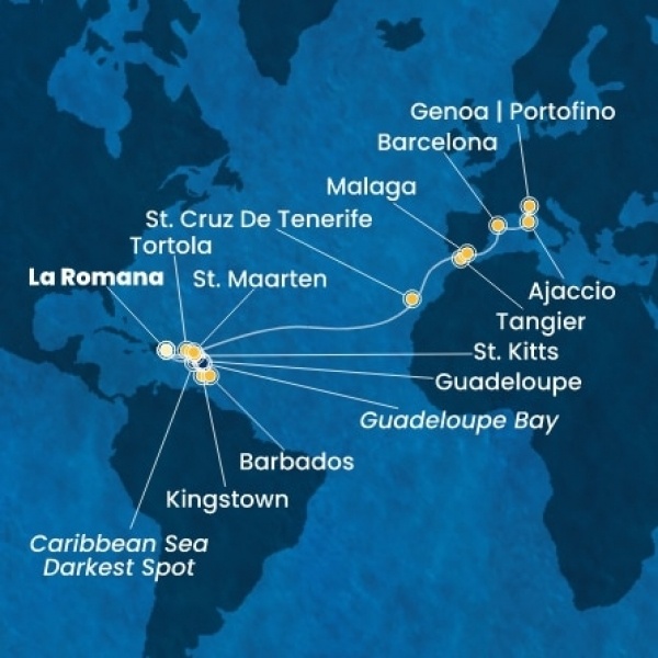 Costa Fascinosa - Dominikai Köztársaság, Holland Antillák (ABC-szigetek), Virgin szigetek, Kanári-szigetek, Marokkó, Spanyolország, Corsica (France), Olaszország
