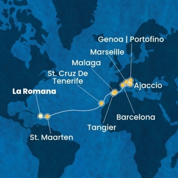 Costa Fascinosa - Dominikai Köztársaság, Holland Antillák (ABC-szigetek), Kanári-szigetek, Marokkó, Spanyolország, Corsica (France), Olaszország, Franciaország