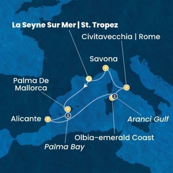 Costa Pacifica - Franciaország, Baleár-szigetek, Spanyolország, Olaszország