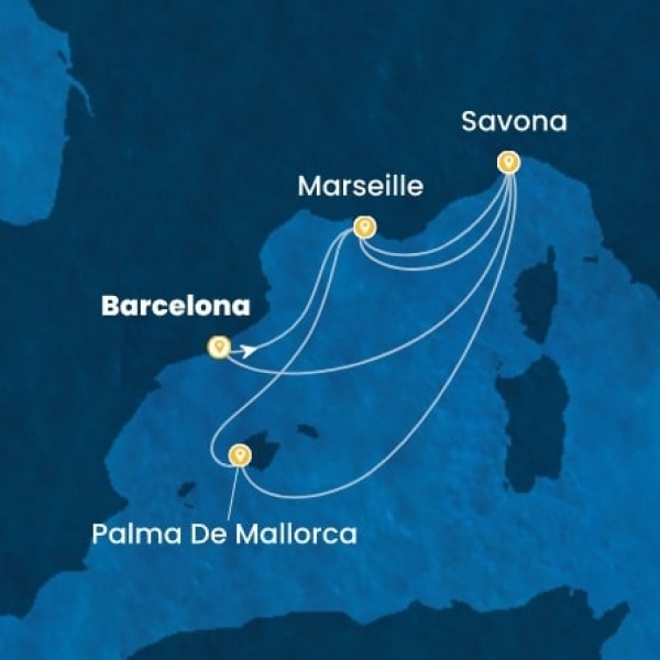 Costa Diadema - Spanyolország, Franciaország, Olaszország, Baleár-szigetek