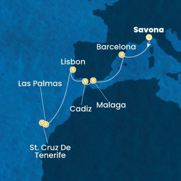 Costa Diadema - Olaszország, Spanyolország, Portugália, Kanári-szigetek