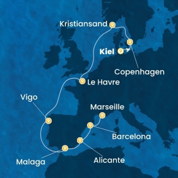 Costa Diadema - Németország, Dánia, Norvégia, Franciaország, Spanyolország