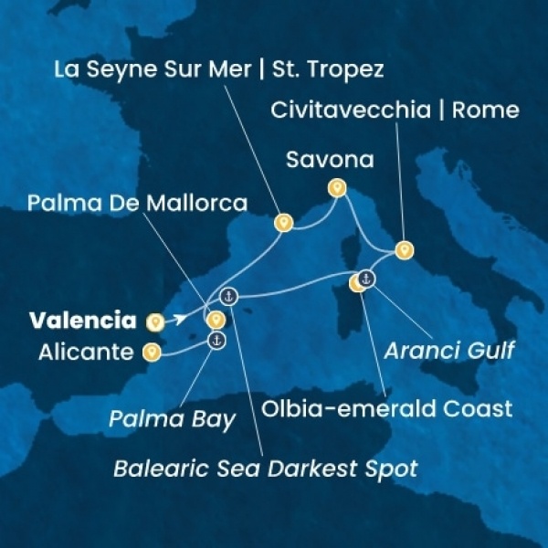 Costa Pacifica - Spanyolország, Olaszország, Franciaország, Baleár-szigetek