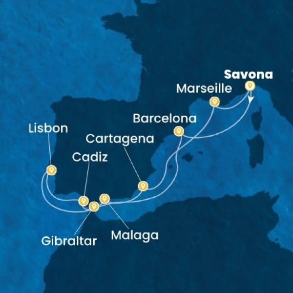 Costa Diadema - Olaszország, Spanyolország, Portugália, Gibraltár, Franciaország
