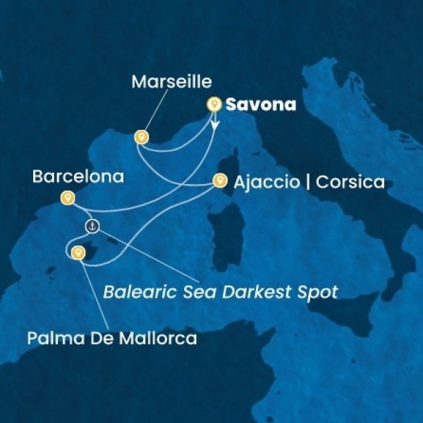 Costa Favolosa - Olaszország, Spanyolország, Baleár-szigetek, Corsica (France), Franciaország